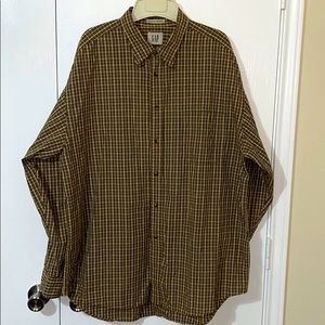 MEN'S GAP PLAID YELLOW CASUAL LONG SLEEVE SHIRT